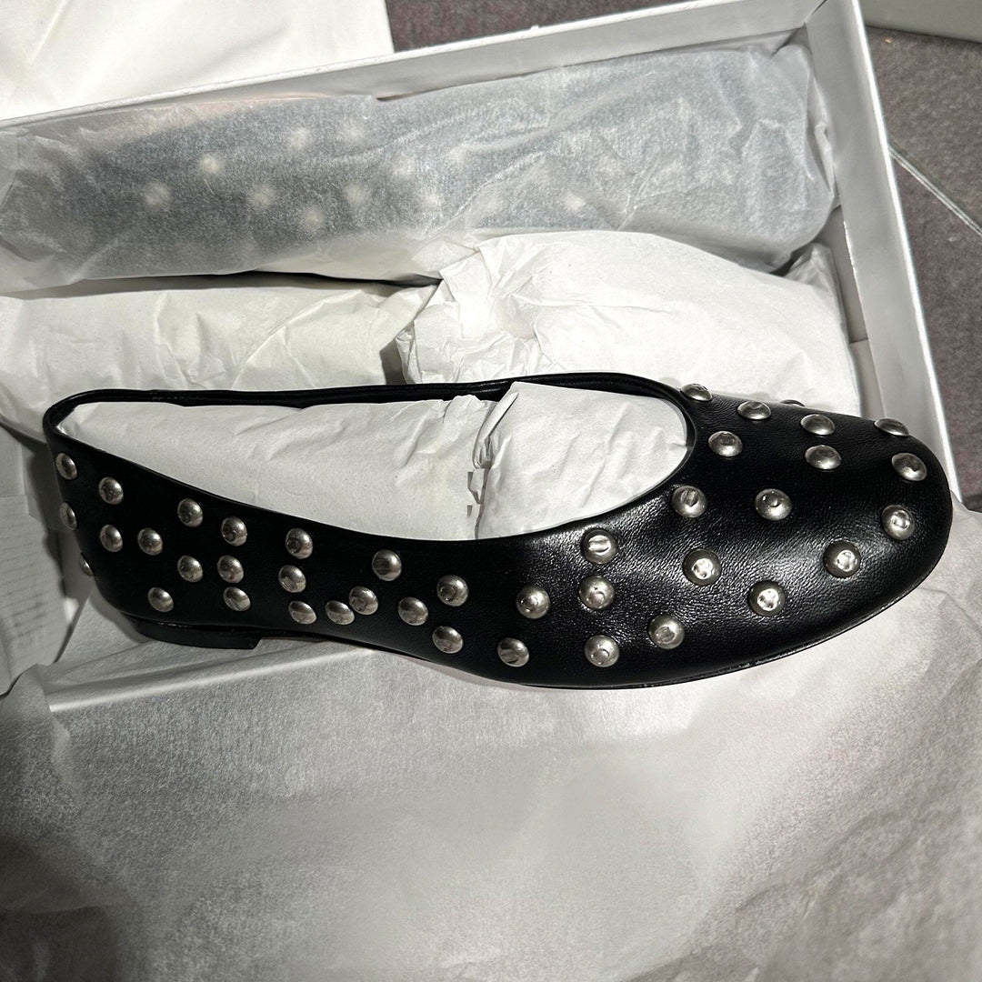 Damen elegante Ballerinas mit auffälligem Nietenbesatz EB