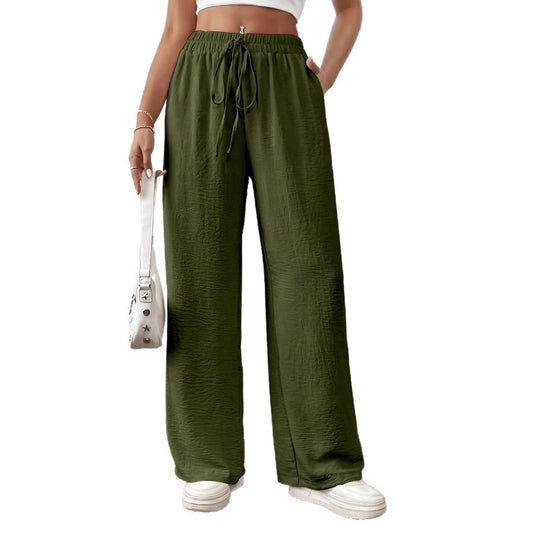 Damen Sommerliche Palazzo-Hose mit elastischem Bund und Bindegürtel EB