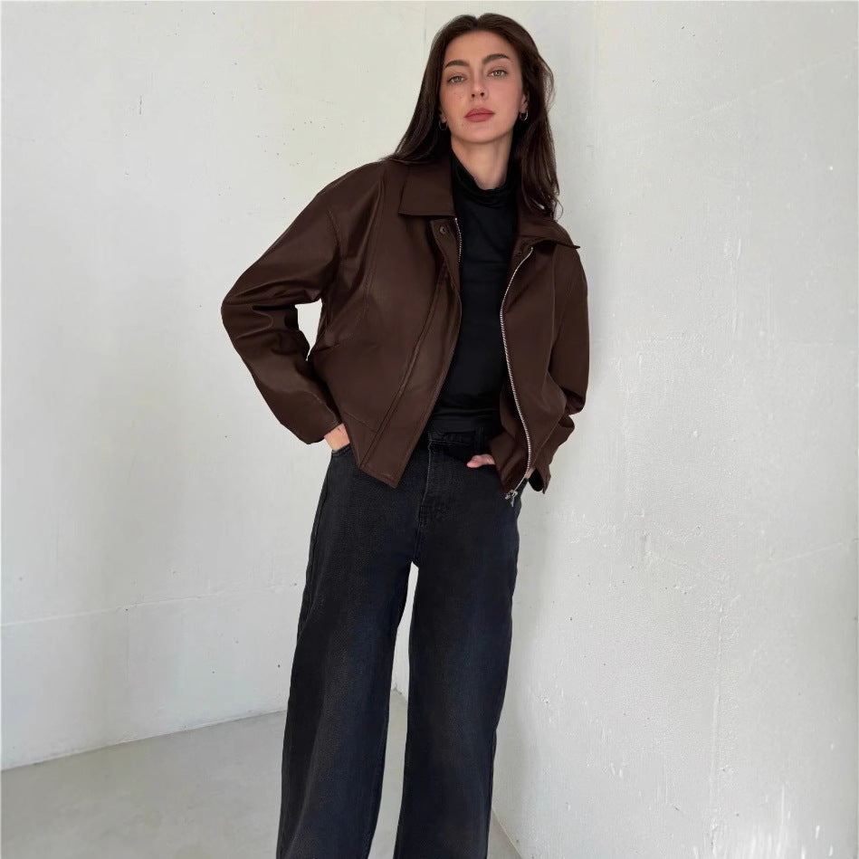 Damen Kunstlederjacke im modernen Biker-Stil EB