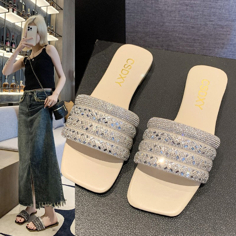 Damen Strass verzierten Hausschuhe EB