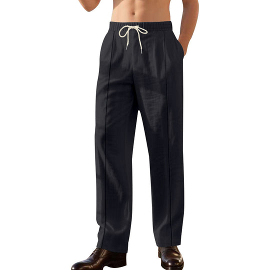 Herren nan Relax-Freizeithose mit elastischem Tunnelzugbund, dekorativer Bügelfalte und seitlichen Eingrifftaschen EB