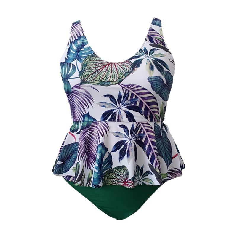 Damen Tankini mit floralem Peplum-Oberteil und figurformendem Höschen EB