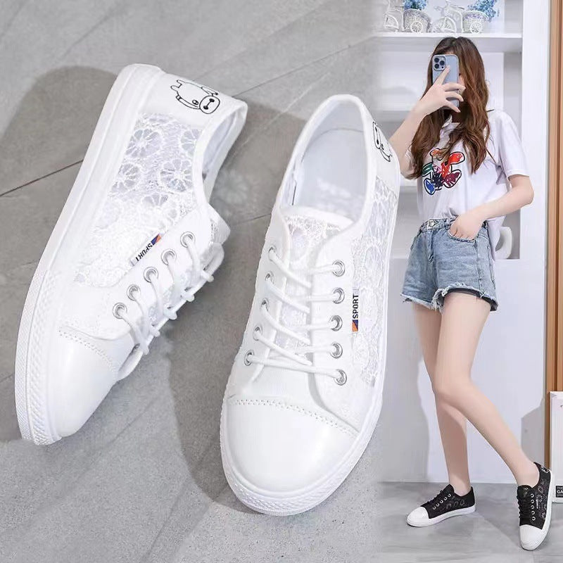 Damen modische Sneaker mit elegantem Spitzendesign und atmungsaktiver Spitzenstruktur EB