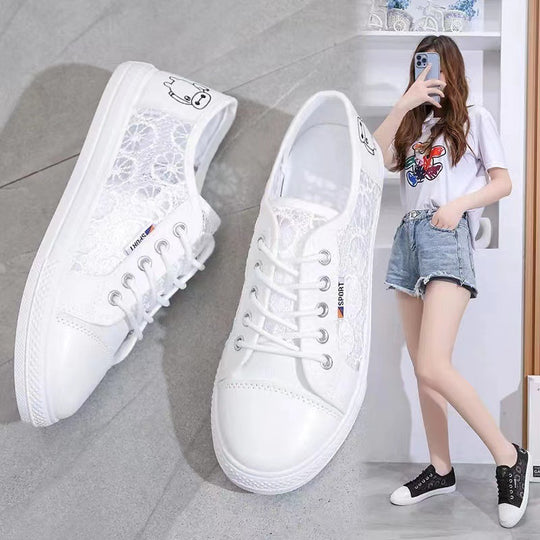 Damen modische Sneaker mit elegantem Spitzendesign und atmungsaktiver Spitzenstruktur EB