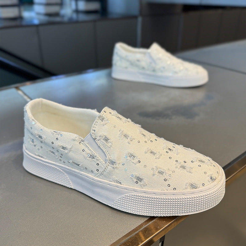 Damen Slip-On Sneakers mit trendigem Glitzerdesign und flexiblem Komfort EB