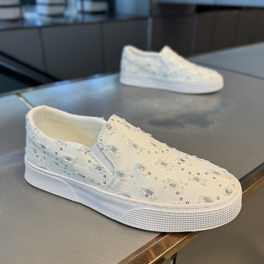 Damen Modische Slip-On Sneakers mit einzigartigem Musterdruck und komfortabler Sohle EB
