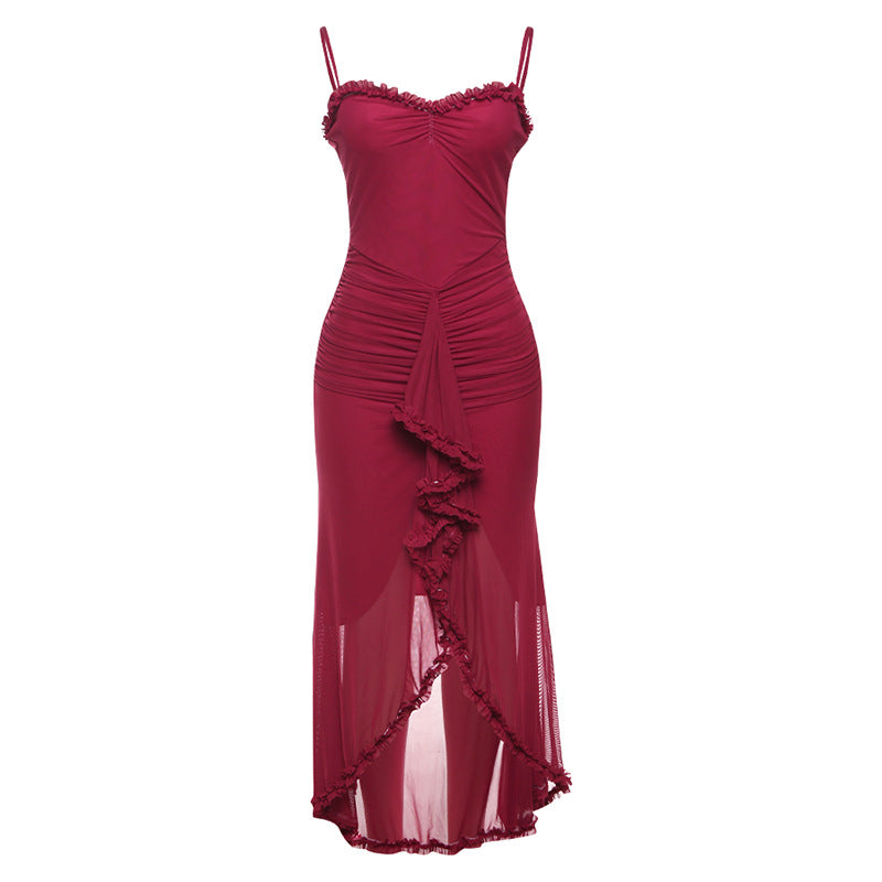 Damen Elegantes Wickelkleid mit Rüschendetails und figurbetontem Schnitt EB