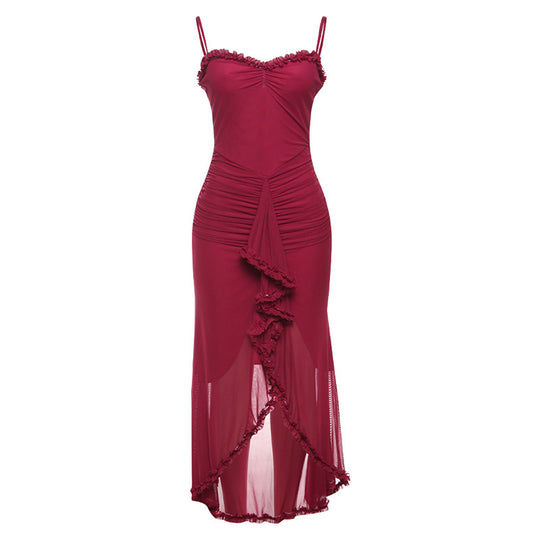 Damen Elegantes Wickelkleid mit Rüschendetails und figurbetontem Schnitt EB