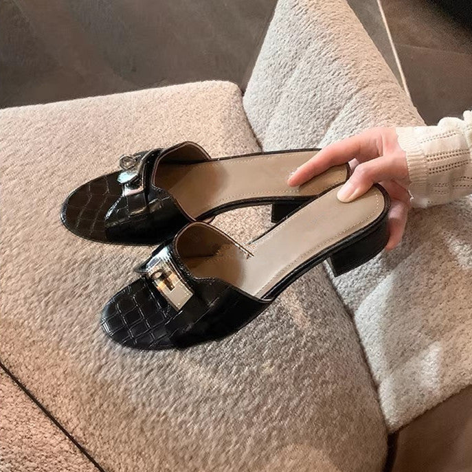 Damen Elegante Mules mit modischer Schnalle EB