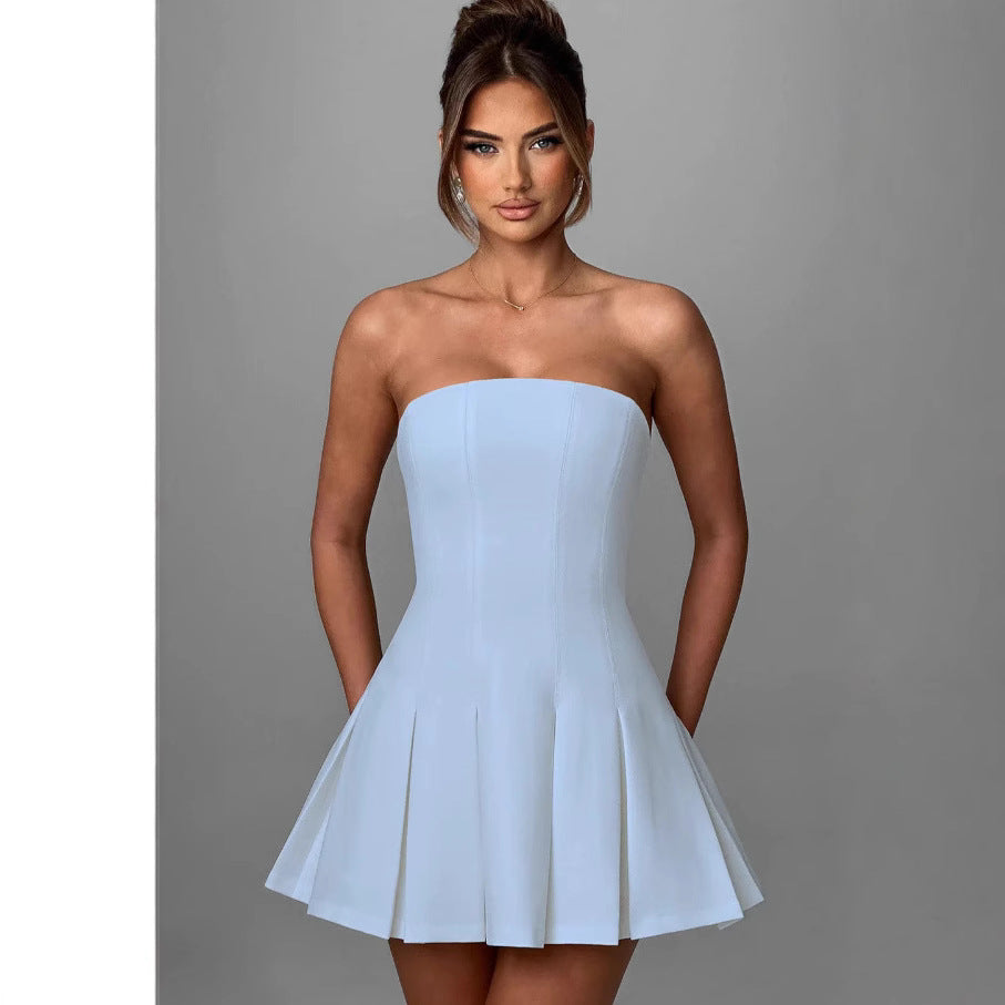 Damen Strapless Mini-Kleid mit elegantem Rock-Design EB