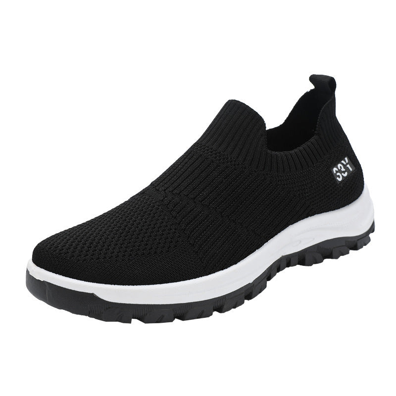 Damen Bequeme Slip-On Sneakers mit elastischem Strickoberteil und rutschfester Sohle EB