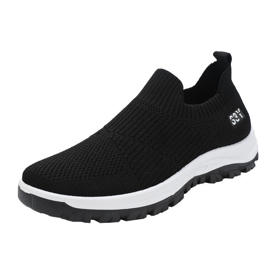 Damen Bequeme Slip-On Sneakers mit elastischem Strickoberteil und rutschfester Sohle EB