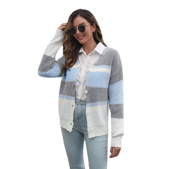 Damen Strickjacke mit modernem Farbblock-Design EB