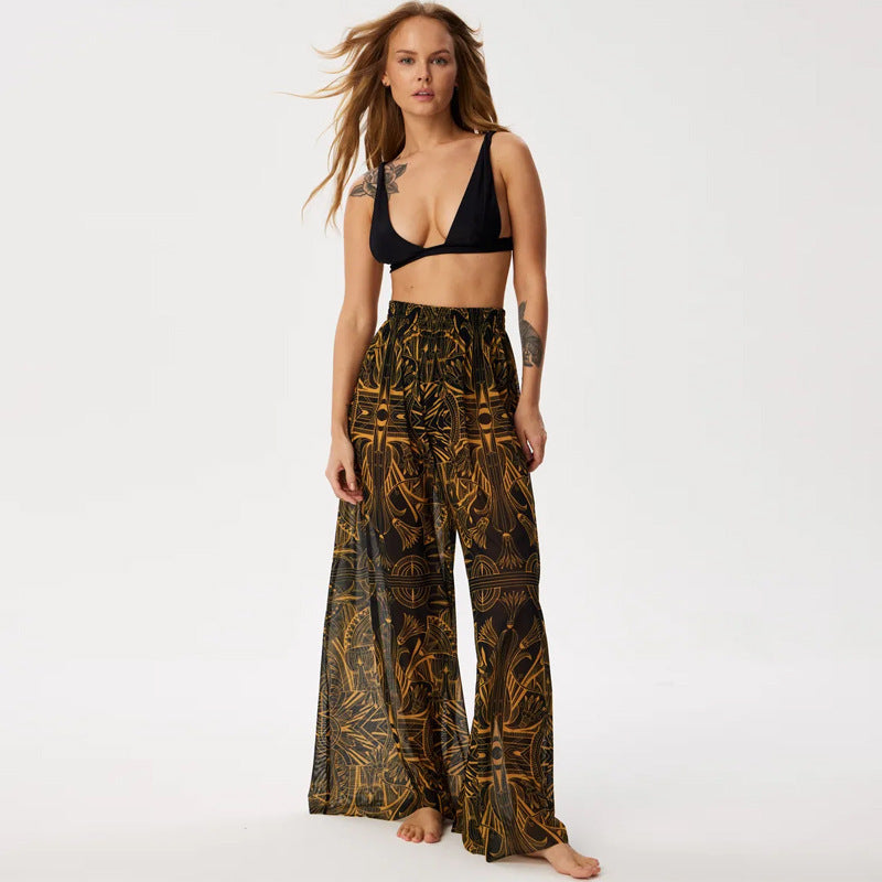 Damen Leggings aus luftiger, transparenter Stoffqualität mit exotischem Muster EB