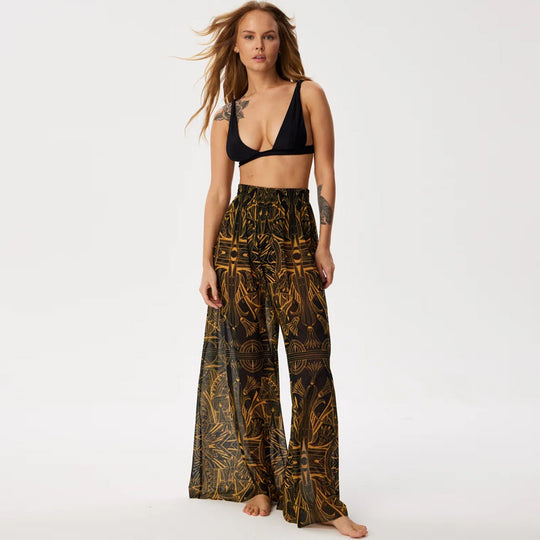 Damen Leggings aus luftiger, transparenter Stoffqualität mit exotischem Muster EB