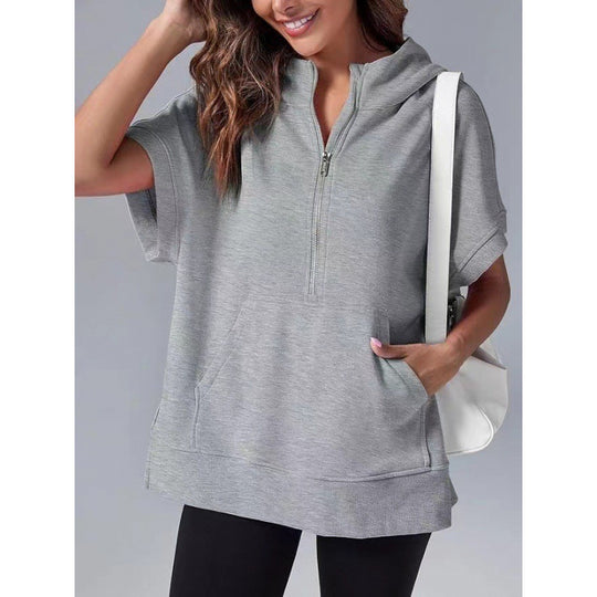 Damen Lässiger Kapuzenpullover mit Reißverschluss und praktischen Taschen EB