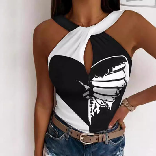 Damen figurbetontes Body mit kreativem Cut-Out und grafischen Details EB