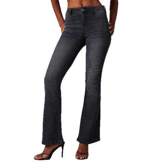 Damen Hochtaillierte Bootcut Jeans mit elegantem Schnitt und hochwertiger Denim-Qualität EB
