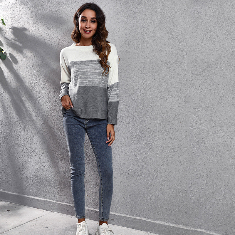 Damen Grobstrickpullover mit modernem Streifendesign und komfortablem Schnitt EB