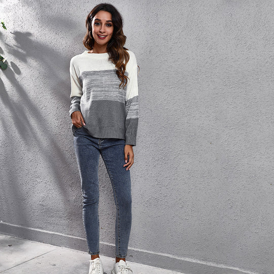 Damen Grobstrickpullover mit modernem Streifendesign und komfortablem Schnitt EB