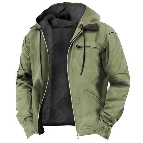 Herren nan wattierte Kapuzenjacke mit Teddyfutter und robuster Canvas-Aussenschicht EB