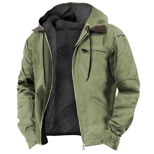 Herren nan wattierte Kapuzenjacke mit Teddyfutter und robuster Canvas-Aussenschicht EB