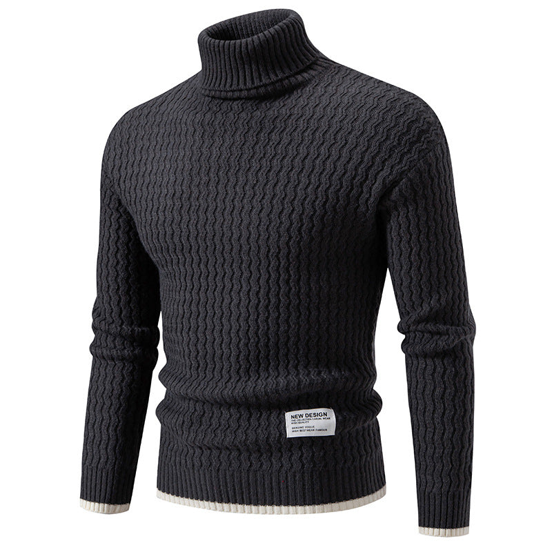 Herren Strickpullover mit hochabschließendem Kragen und strukturiertem Muster EB