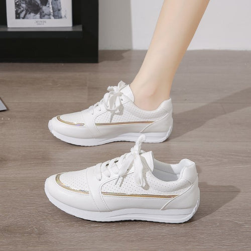 Damen modische und atmungsaktive Sport-Sneaker mit perforiertem Obermaterial und reflektierenden Akzenten EB