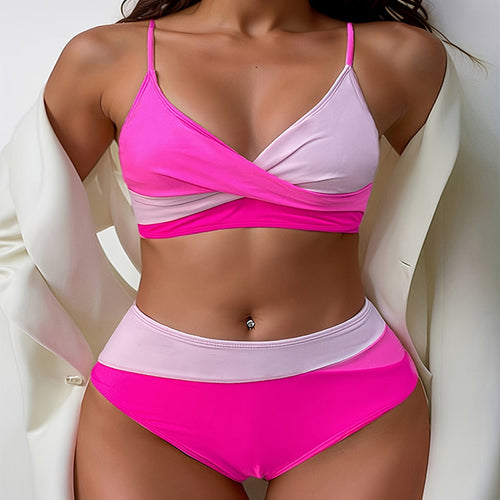 Damen Hochgeschnittener Bikini mit Wickeloberteil EB