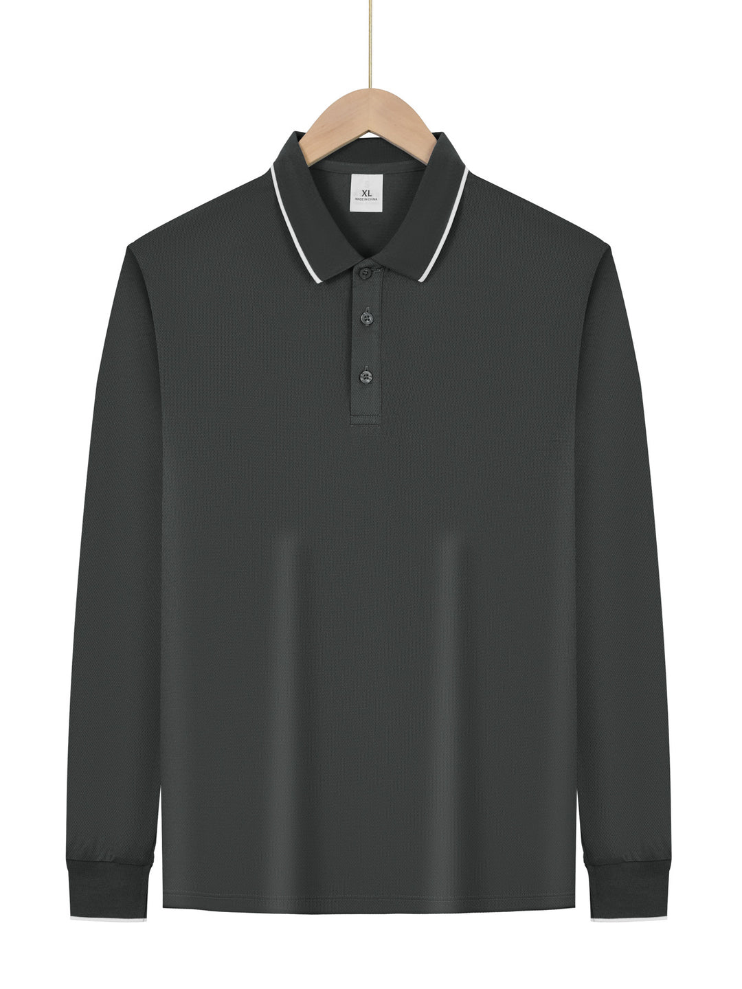 Herren nan langärmeliges Piqué-Poloshirt mit Kontrastpaspel am Kragen und Bündchen EB