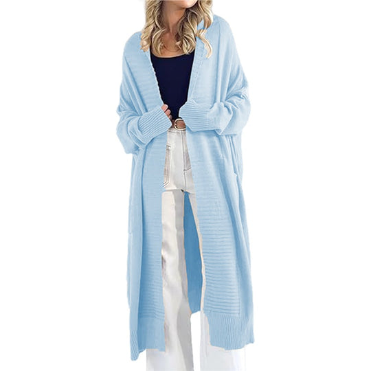 Damen langärmeliger Strickcardigan mit großen Taschen und lässigem Schnitt EB