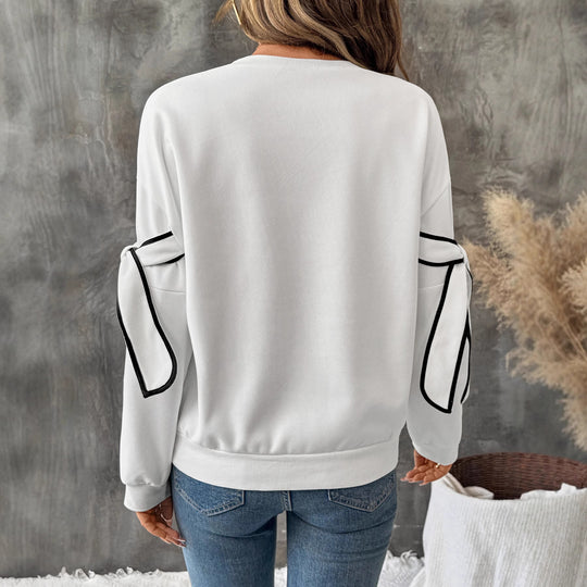 Damen sportliches Sweatshirt mit kontrastierenden Ärmeldetails EB