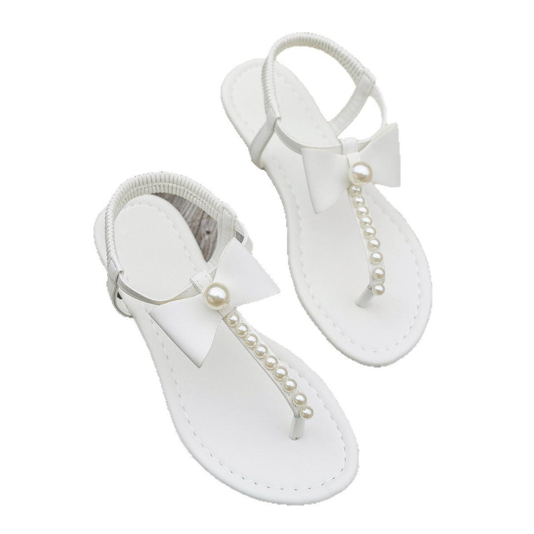 Damen modische Sandaletten mit floralem Spitzen-Design und Perlenakzenten EB