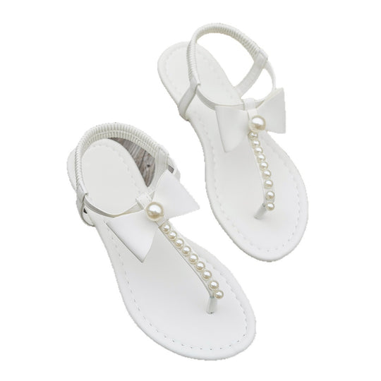 Damen modische Sandaletten mit floralem Spitzen-Design und Perlenakzenten EB
