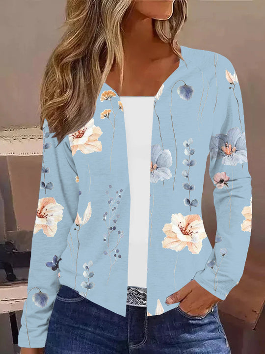 Damen Langarm-Cardigan mit floralen Mustern EB