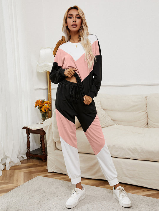 Damen Sportlicher Freizeitanzug mit Farbblockdesign EB