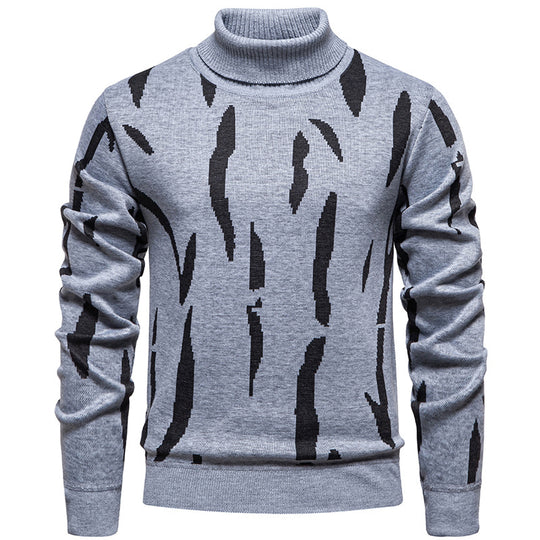 Herren modischer Pullover mit Stehkragen und einzigartigem Muster EB