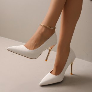 Damen spitze Stiletto-Pumps mit funkelndem Goldabsatz EB