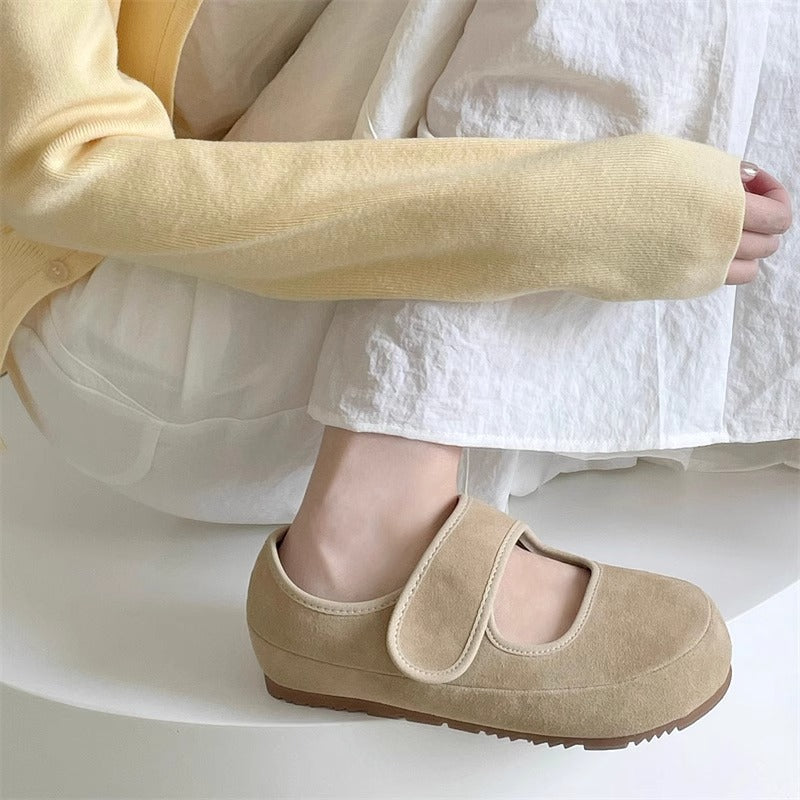 Damen bequeme Slipper mit praktischem Klettverschluss und weicher Sohle EB