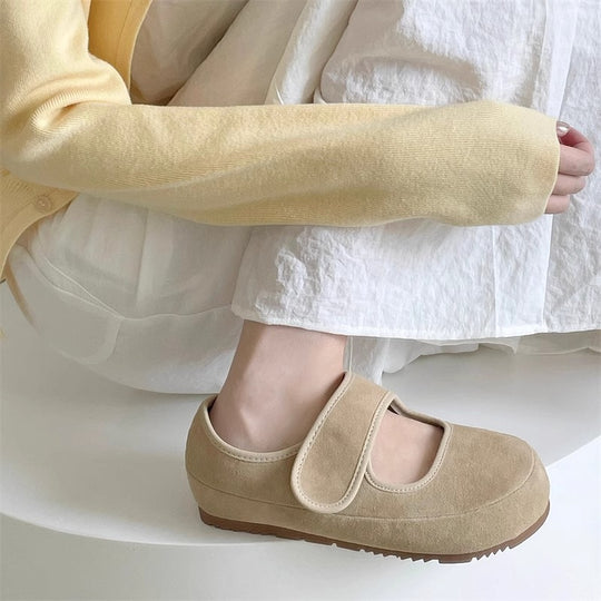 Damen bequeme Slipper mit praktischem Klettverschluss und weicher Sohle EB