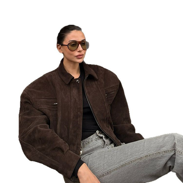 Damen Kunstlederjacke im modischen Cropped-Stil EB