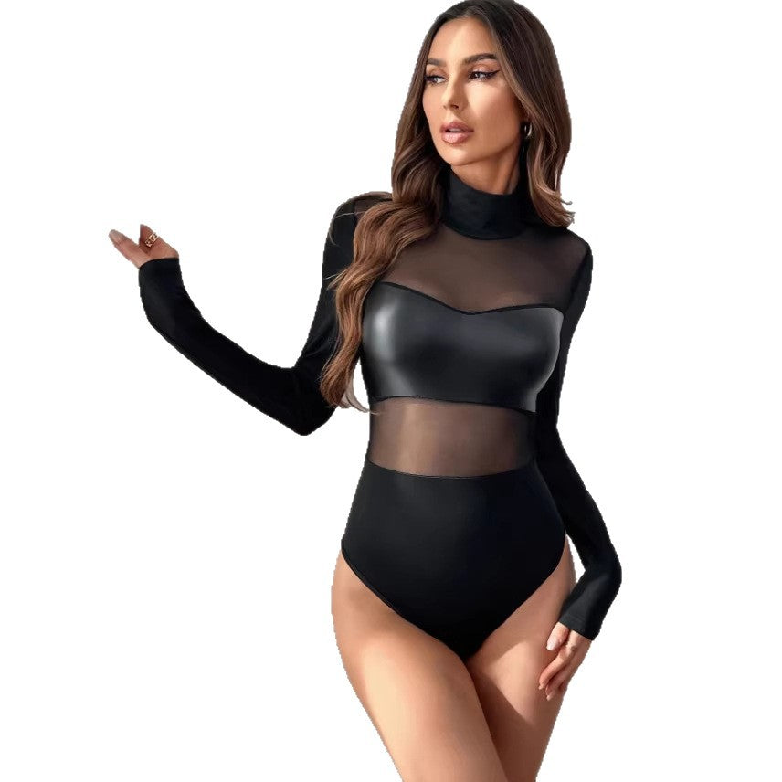 Damen Body mit Transparenten Einsätzen und Langarm EB