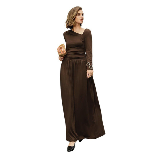 Damen asymmetrisches Maxikleid mit langem Ärmel und geraffter Taillenpartie Eichborn Berlin