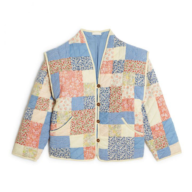 Damen Patchwork-Quilted Jacke EB