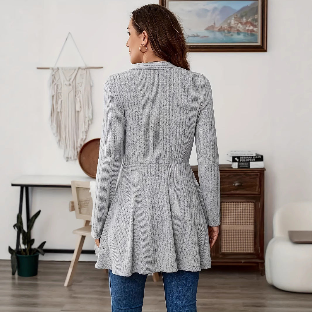 Damen Lange Strickjacke mit schwingendem Saum EB