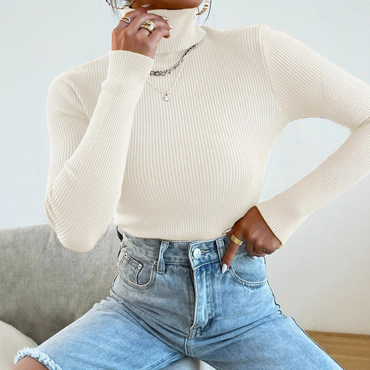 Damen Rollkragenpullover mit modernem Rippdesign EB