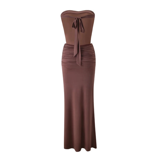 Damen Langes, figurbetontes Maxikleid mit gerafftem Oberteil EB