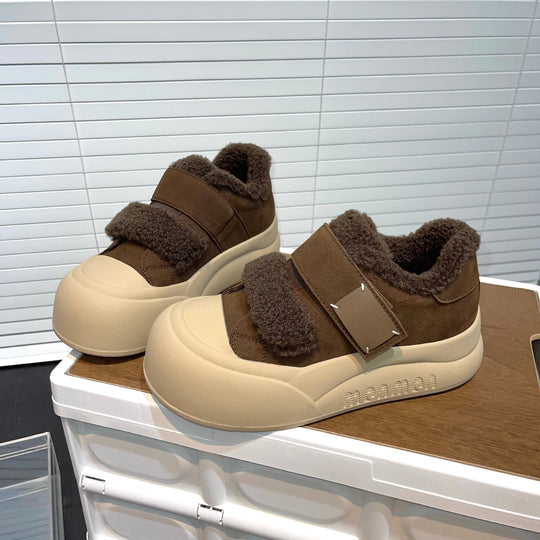 Damen komfortable Sneakers mit kuscheligem Innenfutter und verstellbarem Klettverschluss EB
