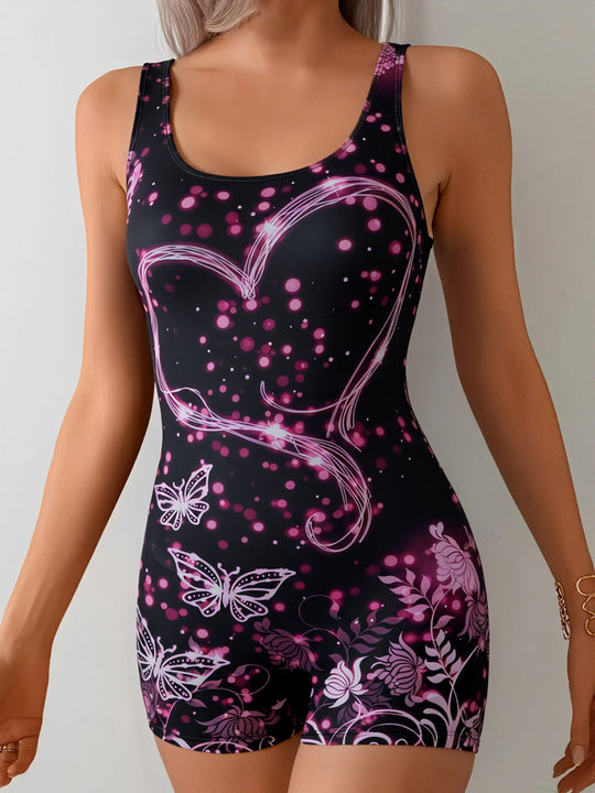 Damen Sportlicher Schwimmanzug mit modernem Druck EB