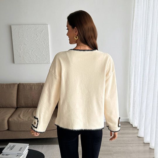 Damen modischer Cardigan mit kontrastierendem Abschluss EB